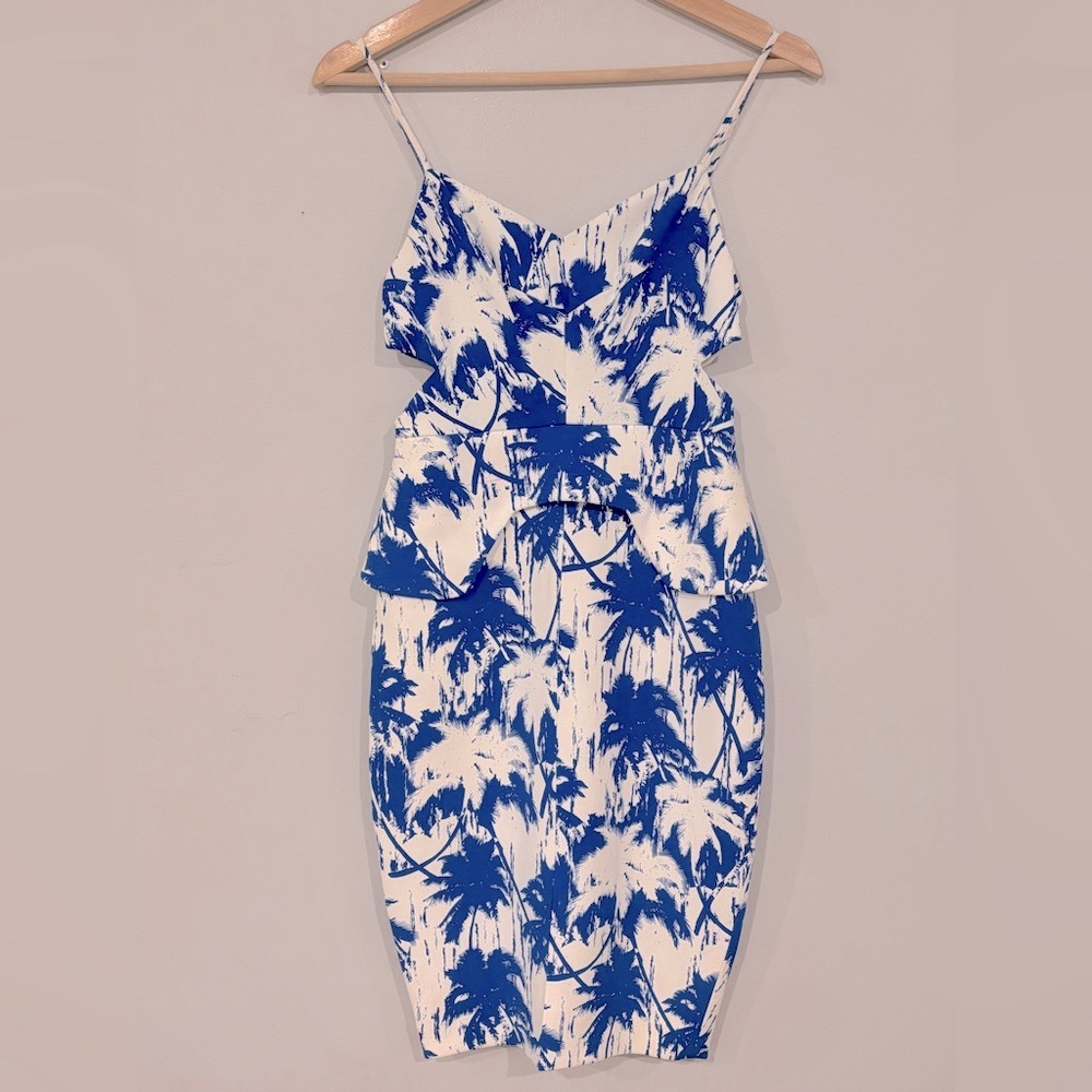 Witchery Blue and White Palm Print Dress